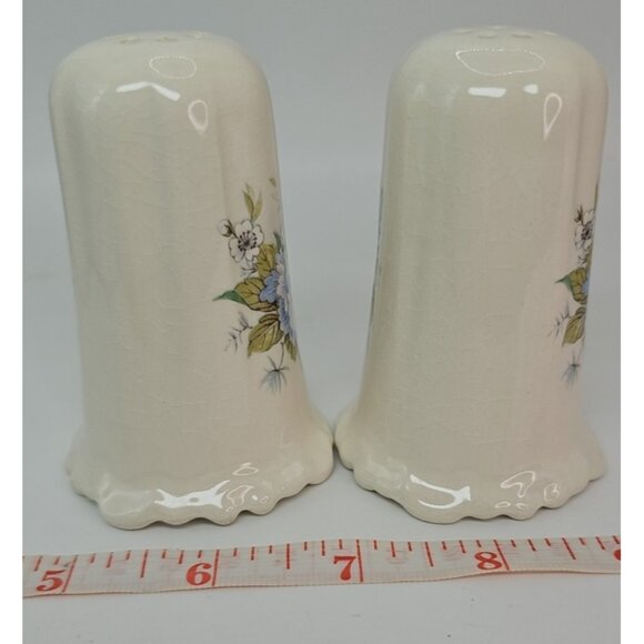 Vintage Salt and Pepper Shakers Ceramic White with Floral Motif 2 1/2" x 2" - Picture 9 of 12